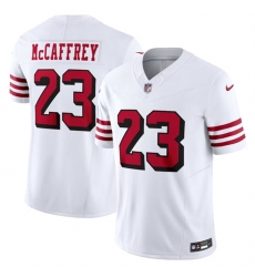 Men San Francisco 49ers 23 Christian McCaffrey New White 2023 F U S E  Vapor Untouchable Limited Stitched Football Jersey