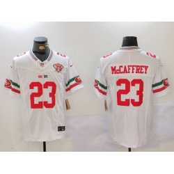 Men San Francisco 49ers 23 Christian McCaffrey White F U S E  Mexico Faithful To The Bay Patch Vapor Limited Stitched Football Jersey 2