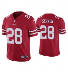 Men San Francisco 49ers 28 Trey Sermon Red Jersey Vapor Limited Jersey