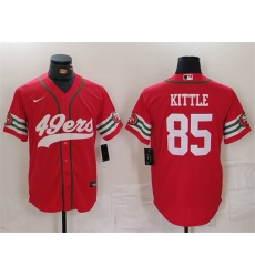 Men San Francisco 49ers 85 George Kittle Red With Patch Cool Base Stitched Baseball Jersey