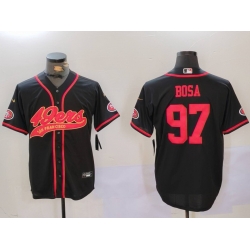 Men San Francisco 49ers 97 Nick Bosa Black With Patch Cool Base Stitched Baseball Jersey 2