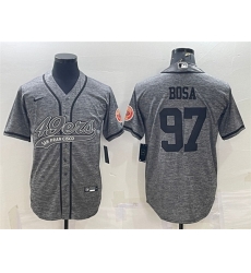 Men San Francisco 49ers 97 Nick Bosa Grey With Patch Cool Base Stitched Baseball Jersey