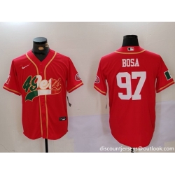 Men San Francisco 49ers 97 Nick Bosa Red With Patch Cool Base Stitched Baseball Jersey 3