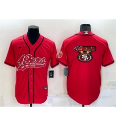 Men San Francisco 49ers Red Team Big Logo With Patch Cool Base Stitched Baseball Jersey