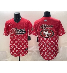 Men San Francisco 49ers Team Big Logo Red Limited Stitched Baseball Jersey