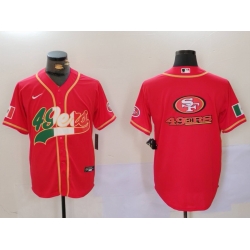 Men San Francisco 49ers Team Big Logo Red With Patch Cool Base Stitched Baseball Jersey 5