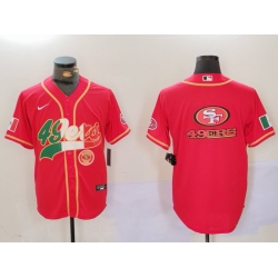 Men San Francisco 49ers Team Big Logo Red With Patch Cool Base Stitched Baseball Jersey 8