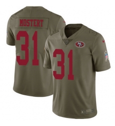 Nike 49ers 31 Raheem Mostert Olive Men Stitched NFL Limited 2017 Salute To Service Jersey