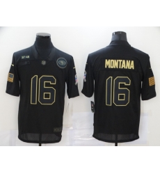 Nike San Francisco 49ers 16 Joe Montana Black 2020 Salute To Service Limited Jersey