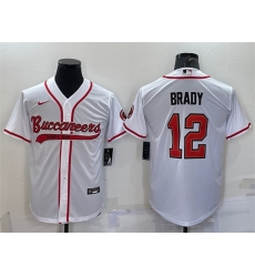 Men Tampa Bay Buccaneers 12 Tom Brady White Cool Base Stitched Baseball Jersey