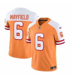 Men Tampa Bay Buccaneers 6 Baker Mayfield 2023 F U S E  White Gold Throwback Limited Stitched Jersey