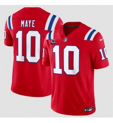 Men New England Patriots 10 Drake Maye Red 2026 F U S E 2 Star C Pach Vapor Limited Stitched Football Jersey Men New England Patriots 10 Drake Maye Red 2026 F U S E 2 Star C Pach Vapor Limited Stitched Football Jersey
