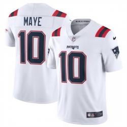 Men New England Patriots 10 Drake Maye White 2024 Draft Vapor Limited Stitched Football Jersey