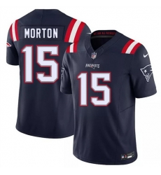 Men New England Patriots  15 Behren Morton Navy 2026 Draft F U S E  Vapor Limited Stitched Football Jersey