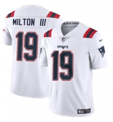 Men New England Patriots 19 Joe Milton III White 2024 Vapor Limited Stitched Football Jersey