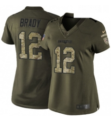 Womens Nike New England Patriots 12 Tom Brady Elite Green Salute to Service NFL Jersey