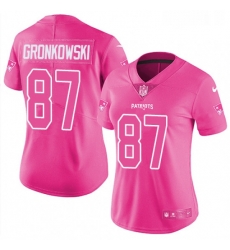 Womens Nike New England Patriots 87 Rob Gronkowski Limited Pink Rush Fashion NFL Jersey