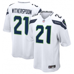 Men Nike Seattle Seahawks #21 Devon Witherspoon White F U S E Stitched Jersey