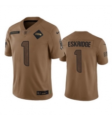 Men Seattle Seahawks 1 Dee Eskridge 2023 Brown Salute To Service Limited Stitched Football Jersey