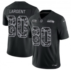 Men Seattle Seahawks  80 Steve Largent Black F U S E  2026 Salute to Service Limited Stitched Football Jersey