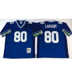 Men Seattle Seahawks 80 Steve Largent Blue M&N Throwback Jersey