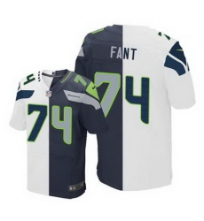 Nike Seahawks #74 George Fant White Steel Blue Men Stitched NFL Elite Split Jersey