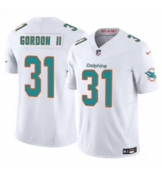 Men Miami Dolphins 31 Ollie Gordon II White 2025 F U S E  Vapor Limited Stitched Football Jersey