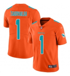 Nike Dolphins 1 Tua Tagovailoa Orange Men Stitched NFL Limited Inverted Legend Jersey