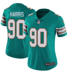 Nike Dolphins #90 Charles Harris Aqua Green Alternate Womens Stitched NFL Vapor Untouchable Limited Jersey