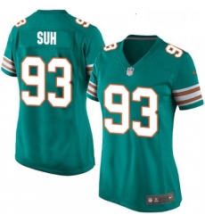 Womens Nike Miami Dolphins 93 Ndamukong Suh Game Aqua Green Alternate NFL Jersey