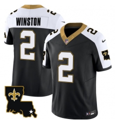 Men New Orleans Saints 2 Jameis Winston Black White 2023 F U S E  1987 Legacy Vapor Stitched Jersey