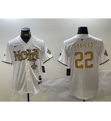 Men New Orleans Saints 22 Rashid Shaheed White Cool Base Stitched Baseball Jersey 2