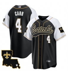 Men New Orleans Saints 4 Derek Carr Black White 1987 Legacy Cool Base Stitched Baseball Jersey