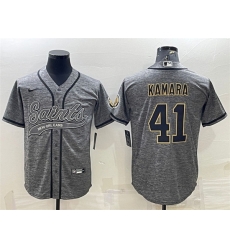 Men New Orleans Saints 41 Alvin Kamara Grey With Patch Cool Base Stitched Baseball Jersey