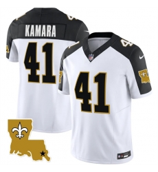 Men New Orleans Saints 41 Alvin Kamara White Black 2023 F U S E  1987 Legacy Vapor Stitched Jerseys