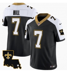 Men New Orleans Saints 7 Taysom Hill Black White 2023 F U S E  1987 Legacy Vapor Stitched Jersey