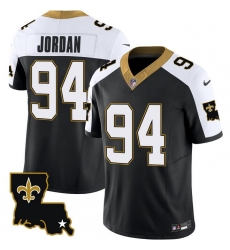 Men New Orleans Saints 94 Cameron Jordan Black White 2023 F U S E  1987 Legacy Vapor Stitched Jersey