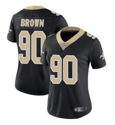 Saints 90 Malcom Brown Black Team Color Womens Stitched Football Vapor Untouchable Limited Jersey