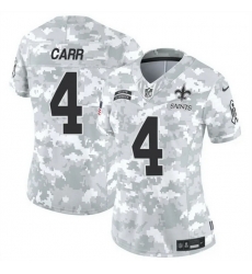 Women New Orleans Saints 4 Derek Carr 2024 F U S E Arctic Camo Salute To Service Limited Stitched Football Jersey