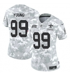 Women New Orleans Saints 99 Chase Young 2024 F U S E Arctic Camo Salute To Service Limited Stitched Football Jersey