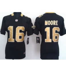 Women Nike New Orleans Saints 16 Lance Moore Black Nike NFL Jersey