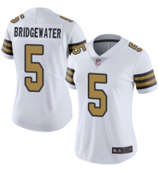 Women Saints 5 Teddy Bridgewater White Stitched Football Limited Rush Jersey