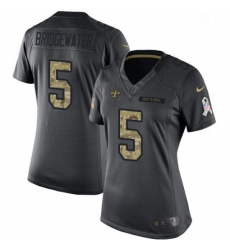 Womens Nike New Orleans Saints 5 Teddy Bridgewater Limited Black 2016 Salute to Service NFL Jersey