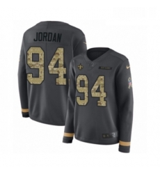 Womens Nike New Orleans Saints 94 Cameron Jordan Limited Black Salute to Service Therma Long Sleeve NFL Jersey