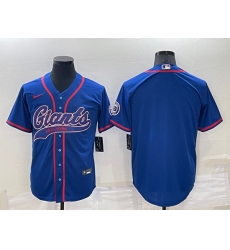 Men New York Giants Blank Blue Cool Base Stitched Baseball Jersey