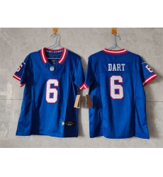 Youth New York Giants 6 Jaxson Dart Blue 2025 Draft F U S E  Throwback Untouchable Limited Stitched Jersey