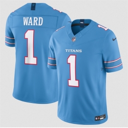Men Tennessee Titans  1 Cameron Ward Light Blue 2026 F U S E  Vapor Limited Stitched Football Jersey