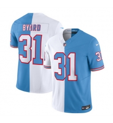 Men Tennessee Titans 31 Kevin Byard White Blue 2023 F U S E  Split Vapor Limited Throwback Stitched Football Jersey