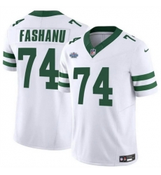 Men New York Jets 74 Olu Fashanu White 2024 F U S E  With Draft Patch Vapor Limited Stitched Jersey