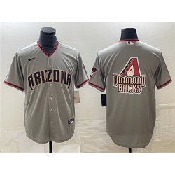 Men Arizona Diamondbacks Grey Team Big Logo Cool Base Stitched Baseball Jersey